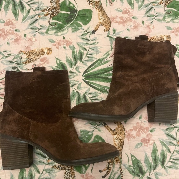 Sam Edelman Dark Brown Suede Heeled Boots - Picture 1 of 5